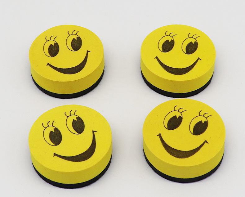 Borrador de pizarra magnética Eva borrador seco magnético fieltro paño borrador dibujos animados cara sonriente expresión borrador fabricante en stock