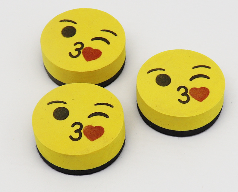 Borrador de pizarra magnética Eva borrador seco magnético fieltro paño borrador dibujos animados cara sonriente expresión borrador fabricante en stock