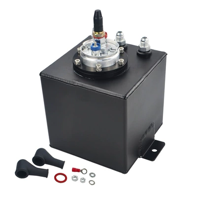 Cross-border ExpLosion ModeLs 2L SingLe HoLe FueL Pump ALuminum ALLoy FueL TANk with 044 FueL Pump An6 Thread (Fuel tank) - black