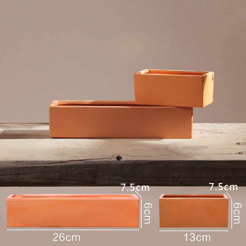 Rectangular red pottery flowerpot fleshy ceramic pot garden decoration creative pot long pot short pot pottery pot wholesale Rectangular red pottery flowerpot fleshy ceramic pot garden decoration creative pot long pot short pot pottery pot wholesale