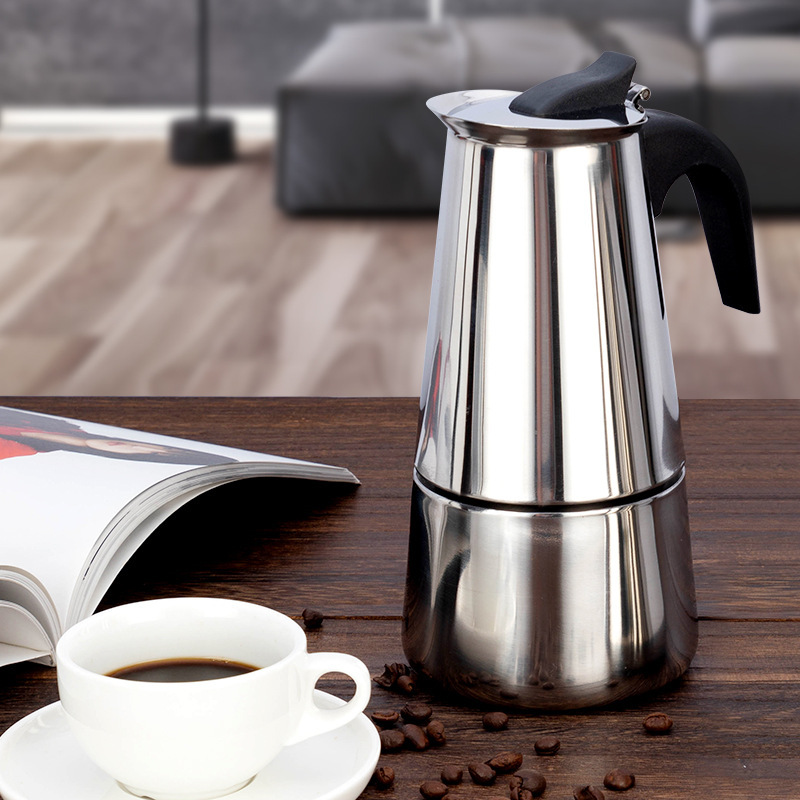 Cross-border hot stainless steel coffee pot mocha European style concentrated French coffee pot in stock wholesale