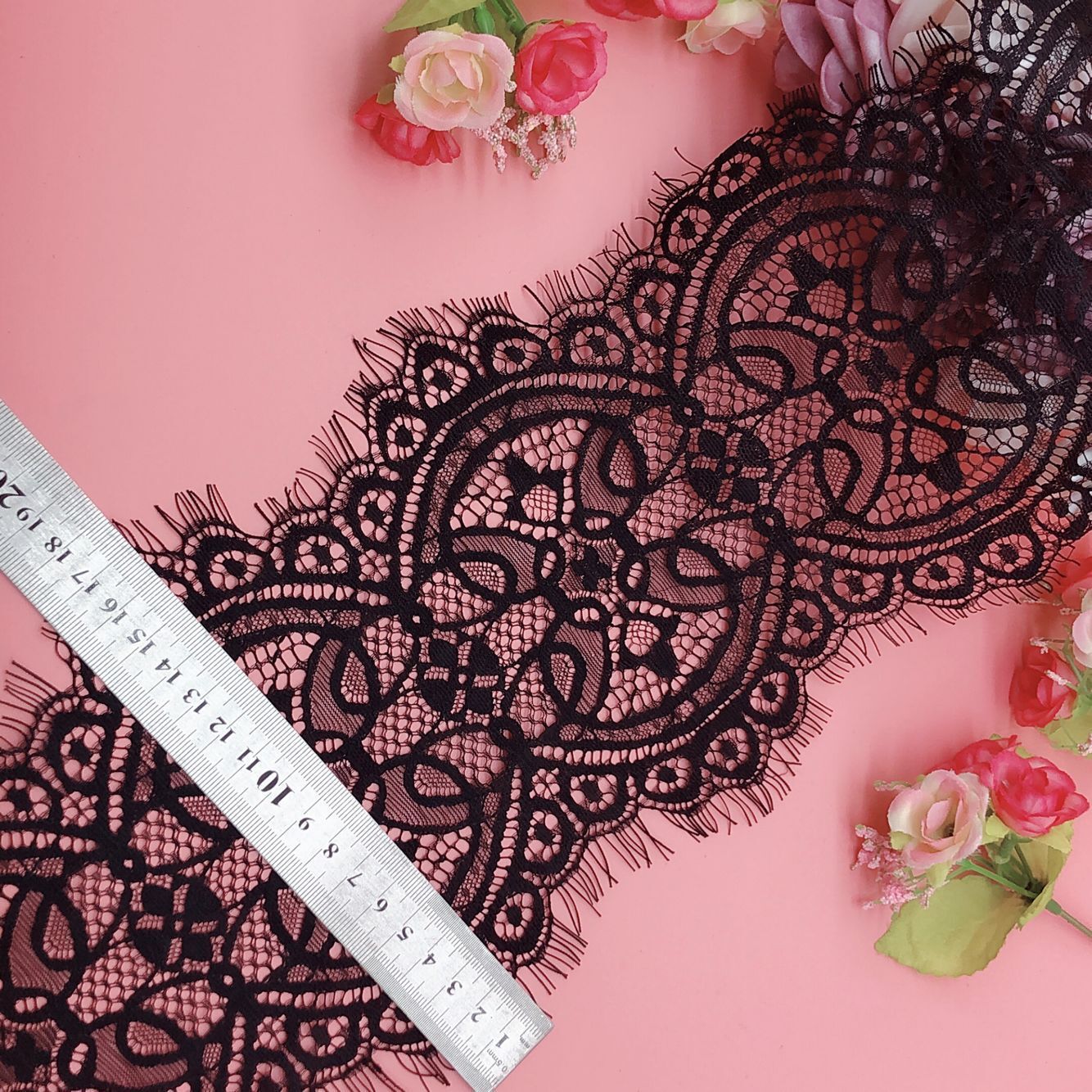 长乐无弹蕾丝睫毛花边868#宽度17cm厂家热销品质睫毛花边装饰花边