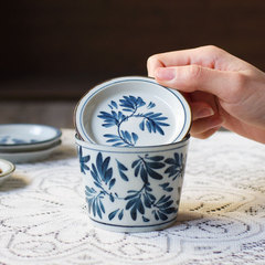Japanese-style household ceramic cup, water cup, teacup, creative cup lid set, multi-purpose small tray