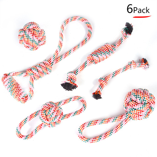 Wholesale pet teething supplies cotton rope toys, cat and dog knot toys, dog bite-resistant cotton knot set