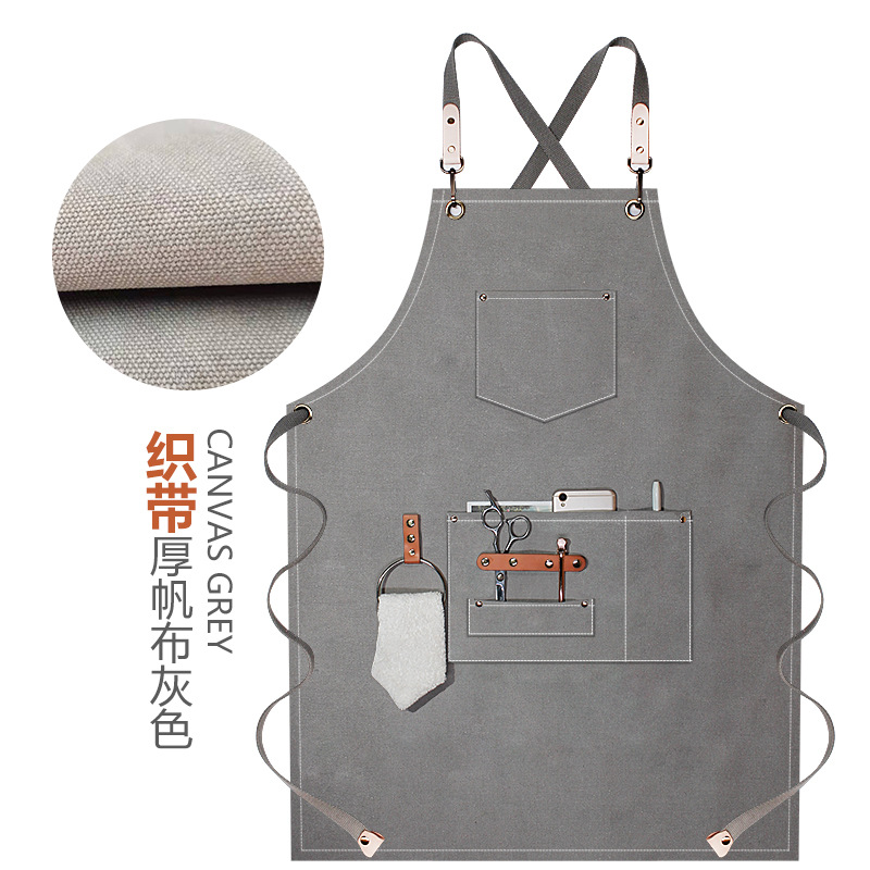 Cinta de cuero anillos lona gruesa Gris