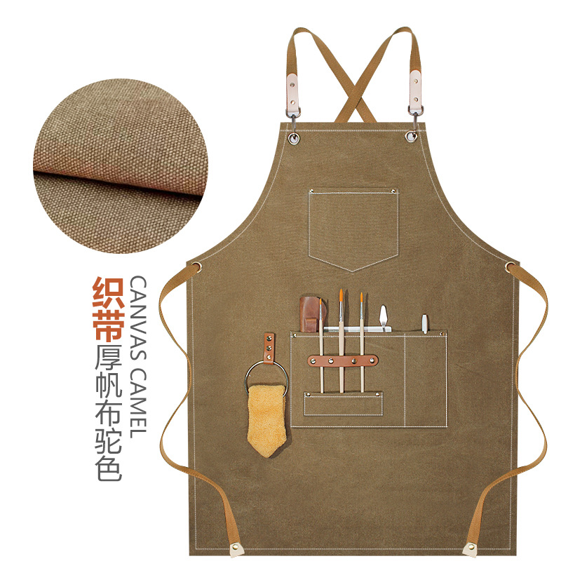 Cinta de cuero anillos de lona gruesa camello