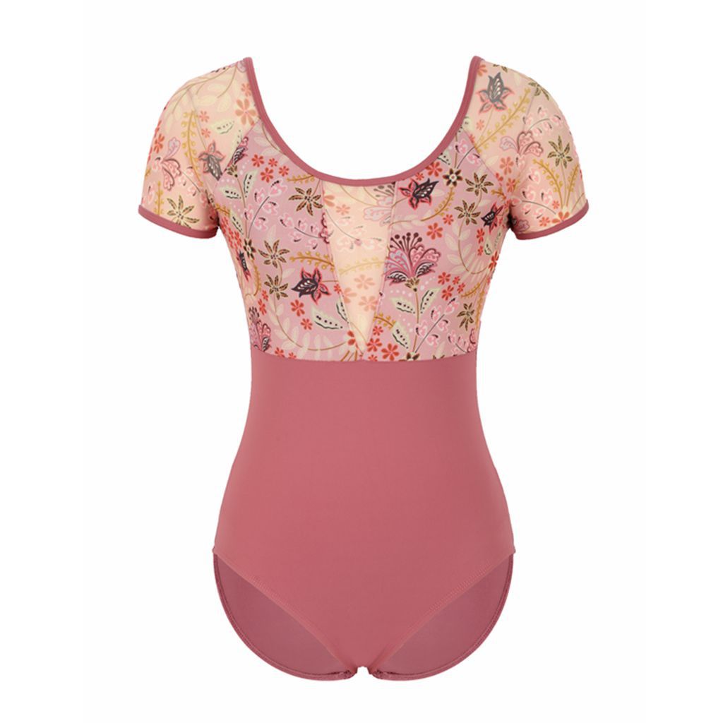 Yi Xilin Short-sleeved Stitching Printed Mesh Jumpsuit Yoga Dance Jumpsuit Yoga Jumpsuit Top Women