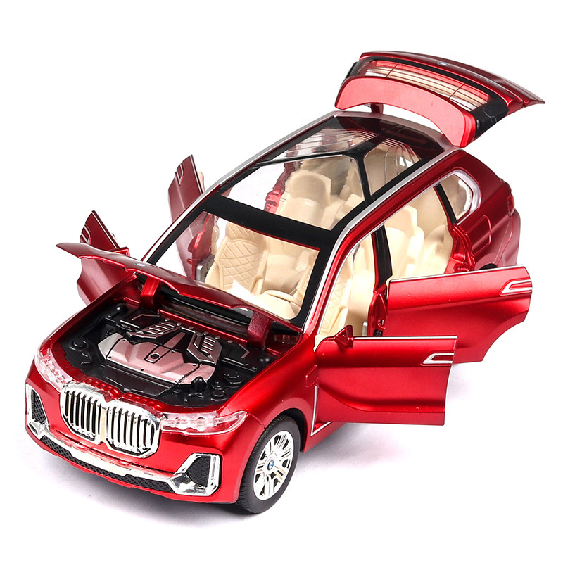 Modelo de coche de aleación de simulación MaX7 en escala 1:24, en caja de espuma, con 6 puertas que se pueden abrir, sonido y luz, juguete infantil, vehículo todoterreno.