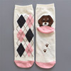 Cartoon women's socks dog pattern socks striped women's cotton socks cross -border hot selling cotton socks