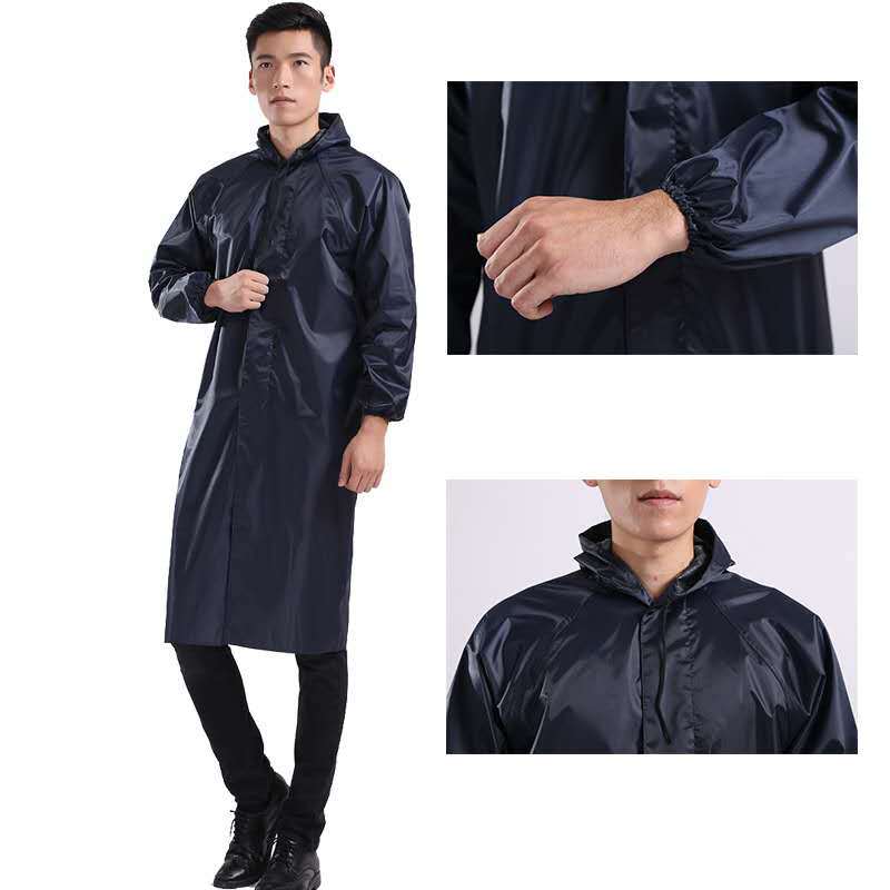 Impermeable Largo Tipo Cortavientos de Tela Oxford y PVC para Obra y Ciclismo