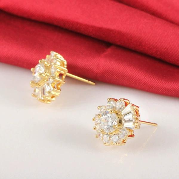 Серьги, платиновый циркон, европейский стиль, 18 карат