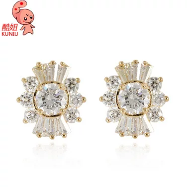 Серьги, платиновый циркон, европейский стиль, 18 карат