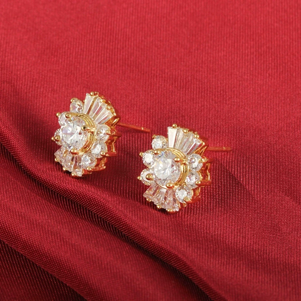 Серьги, платиновый циркон, европейский стиль, 18 карат