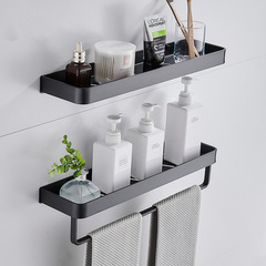 Bathroom black space aluminum storage rack bathroom wall-mounted punch-free towel rack toilet washbasin storage rack