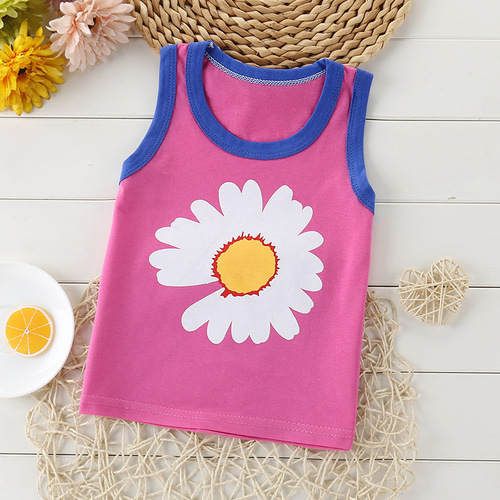 Children's vest summer new boys' sleeveless cotton tops 24 Korean style girls' bottoming shirt breathable vest for children