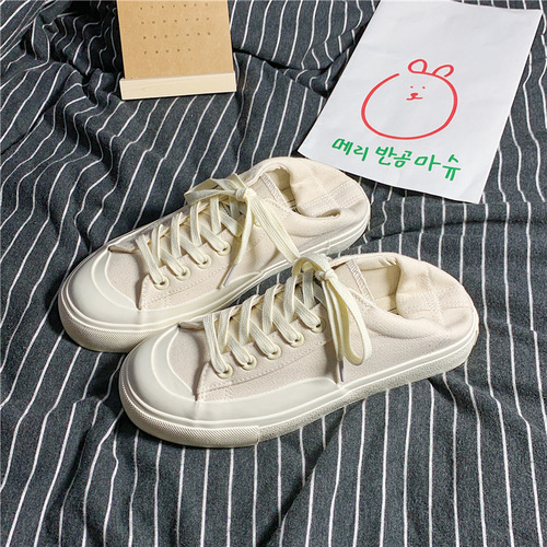 Japanese style Harajuku canvas shoes for female students 2020 versatile street shooting white shoes ulzzang fashionable women's shoes