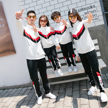 2025新款亲子装秋冬拼接运动套装家庭装幼儿园园班服小学中学校服