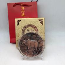 新品2021年十二生肖牛年金属大铜章浮雕立体桌面摆件手工商务礼品