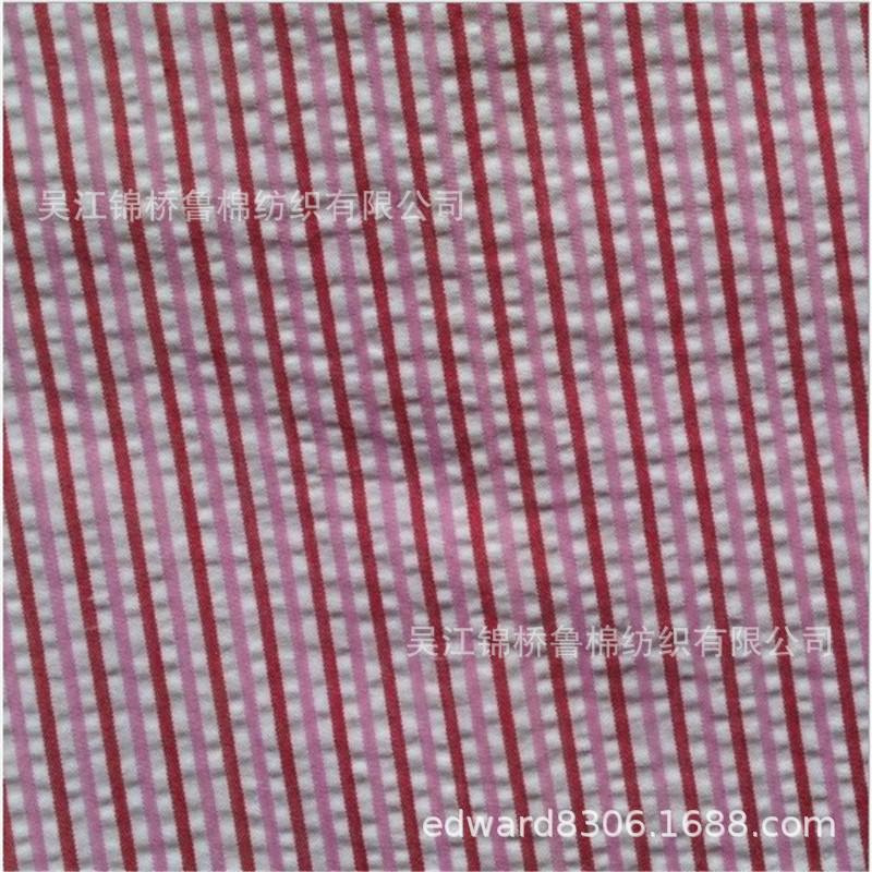 棉涤色织弹力布45金银丝泡泡纱提花绞综管状竹节条子格子泡泡绉布