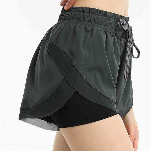 Breathable loose sports shorts women's summer anti-exposure three-point yoga shorts stretch hip lift slim running fitness pants