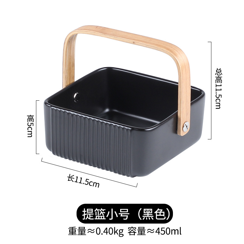 Sencillo de frutas a rayas de estilo japonés simple cesta de cerámica creativa restaurante tazón de ensalada de placa de fruta seca caja de almacenamiento de la joyería