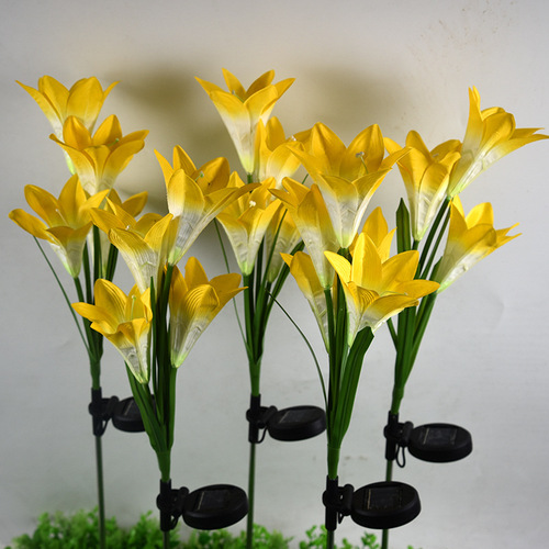 led solar lily lanterns outdoor villa courtyard garden lights solar simulation lanterns lawn lights