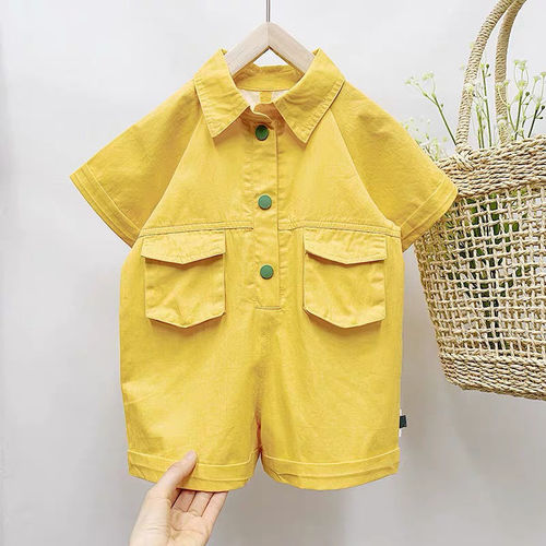 Baby Korean children's clothing baby cotton jumpsuit summer shorts boys and girls summer style style overalls jumpsuit