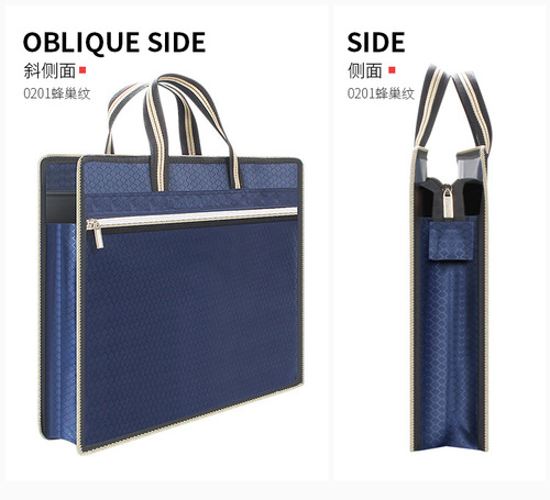 Wholesale waterproof oxford cloth handbags for men and women, double layer conference briefcase, large capacity file bag, printed logo