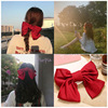 Retro red hairgrip with bow, hair accessory, French retro style, simple and elegant design