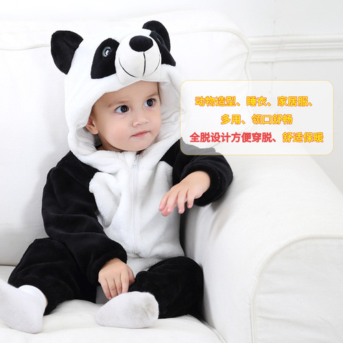 MICHLEY cross-border baby spring and autumn clothes infant and toddler jumpsuits flannel animal-shaped romper jumpsuits