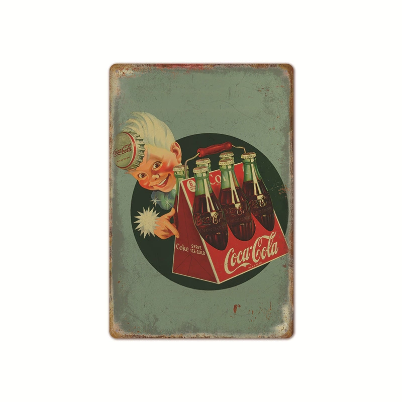 Безрамный ретро постер Coca-Cola, винтажное барное настенное искусство, размер 20×30×0.025 см