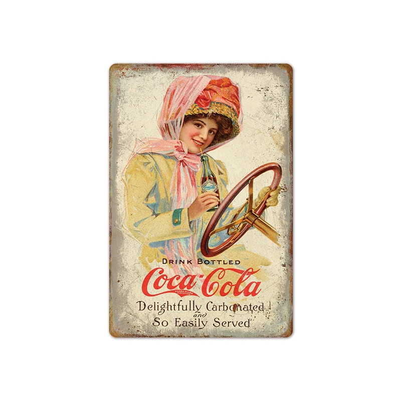 Безрамный ретро постер Coca-Cola, винтажное барное настенное искусство, размер 20×30×0.025 см