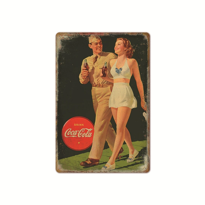 Безрамный ретро постер Coca-Cola, винтажное барное настенное искусство, размер 20×30×0.025 см