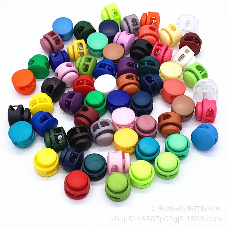 Button plastic double hole buckle hanging Bell tightening buckle spring buckle elastic adjustment buckle fixed rope buckle wear rope buckle pig nose buckle Button plastic double hole buckle hanging Bell tightening buckle spring buckle elastic adjustment buckle fixed rope buckle wear rope buckle pig nose buckle