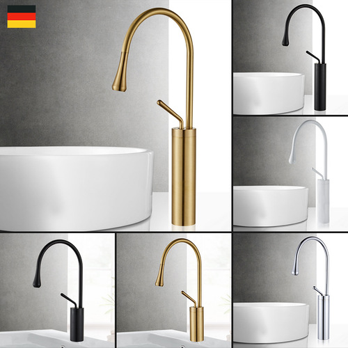 Manufacturer wholesale copper single hole wash basin hot and cold faucet above and below counter basin European style painted chrome plated rotating faucet