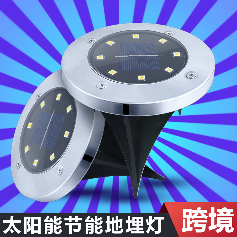 Solar Buried Lights 8LED Stainless Steel Outdoor New Style Grass Lights Courtyard Garden Rainproof Villa Lights
