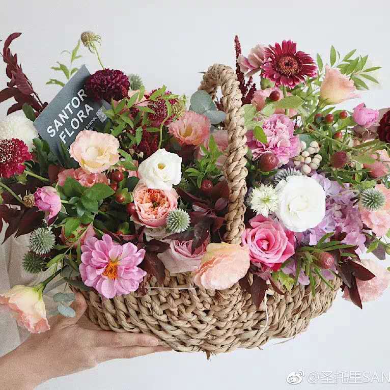 Flower Basket, Rattan, Straw, Wicker, Hand-Held, for Flower Arrangement, Dried Flowers, Fresh Flowers, Watermelon Basket, Bamboo Basket, Flower Pot, Mini