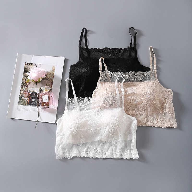Silk strap tube top pure mulberry silk plus size knitted lace wrapped chest bottoming underwear with chest pad for women