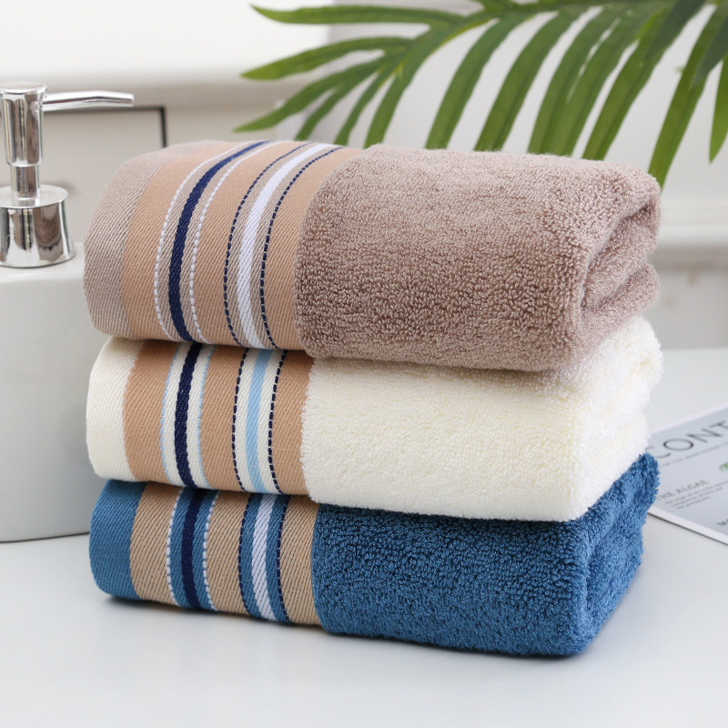 Bamboo Fiber Stripesd Towel Bamboo Charcoal Face Wash Absorbent Household Gift Logo Towel Gift Box Wholesale Can Be Embroidered