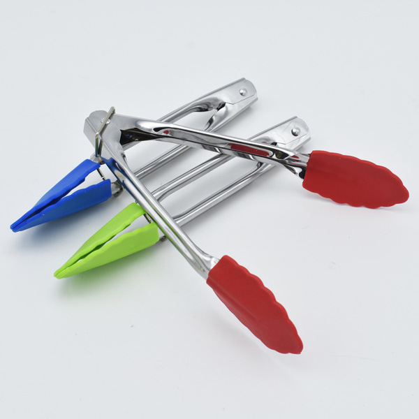 Creative silicone small food tongs stainless steel