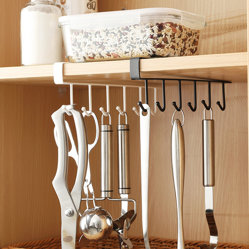 Kitchen Spatula and Ladle Storage Rack, Traceless Adhesive Door Hook, Wall-Mounted Kitchenware and Cookware Organizer
