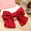 Retro red hairgrip with bow, hair accessory, French retro style, simple and elegant design