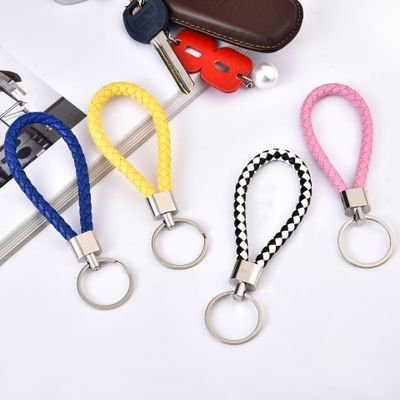 Key chain leather car anti-lost colorful jewelry lanyard braided key chain PU rope key chain pendant wholesale