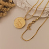 Retro spiral, coins, human head, head sculpture, statue, golden necklace, European style, silver 925 sample, 750 sample gold