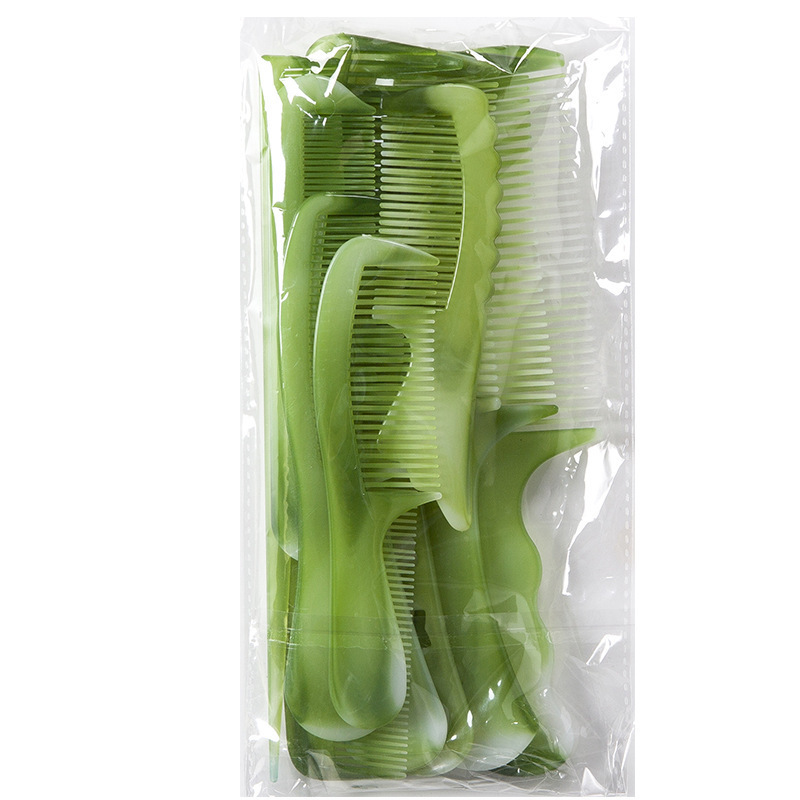 ネットで話題の折りたたみ式10本セットプラスチック製ヘアコーム、牛筋グリーンの翡翠風10本セットヘアコームセット|undefined