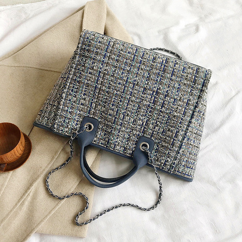 Yuezi cross-border new Korean style women's bag Yuezi pattern contrasting color chain bucket bag portable shoulder crossbody large bag