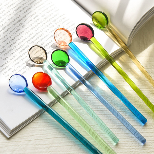 Factory direct selling mixing stick, love colorful glass stirring stick, cute creative long handle juice coffee with extended spoon