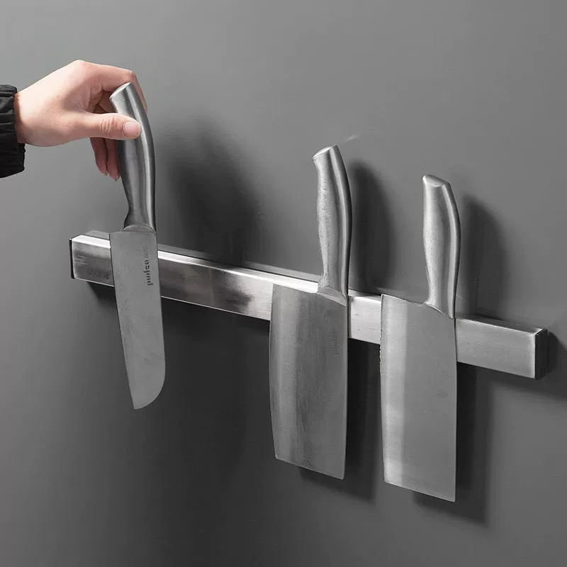 Магнитный держатель для ножей из нержавеющей стали 304, кухонная подставка для хранения без сверления, органайзер для ножей с магнитной фиксацией