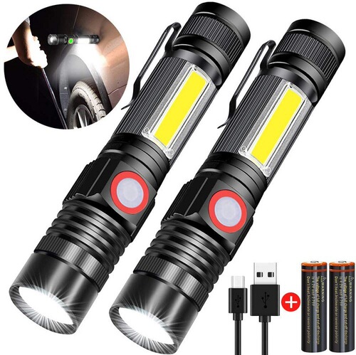 Amazon New Wholesale USB Rechargeable Flashlight Mini Portable Magnetic Flashlight T6 Zoom Flashlight