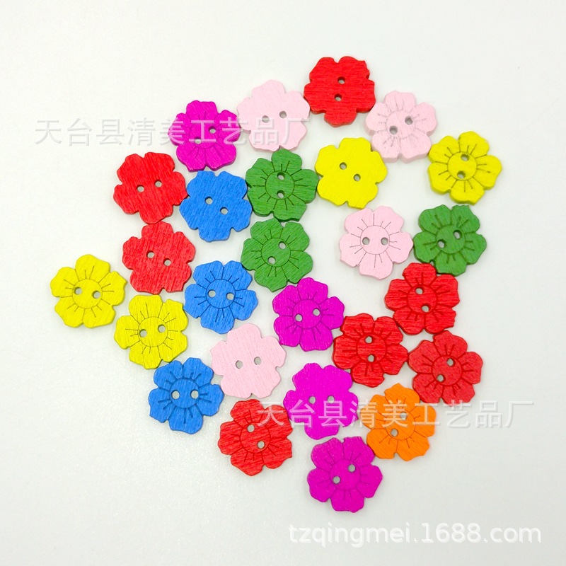 Botones de bricolaje dibujos animados color cinco flores de ciruela hermosa decoración niños color girasol botones 50 por paquete